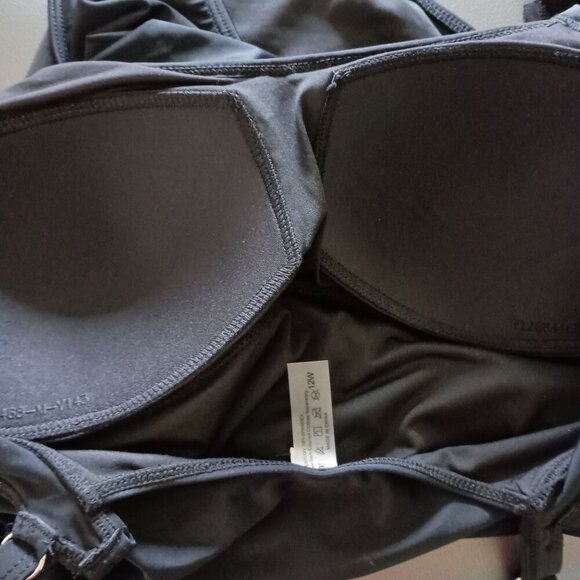 Aqua Eve Plus Size 12W Black One Piece Swimsuit NWT Padded Cups Slimming Fit - Picture 6 of 8